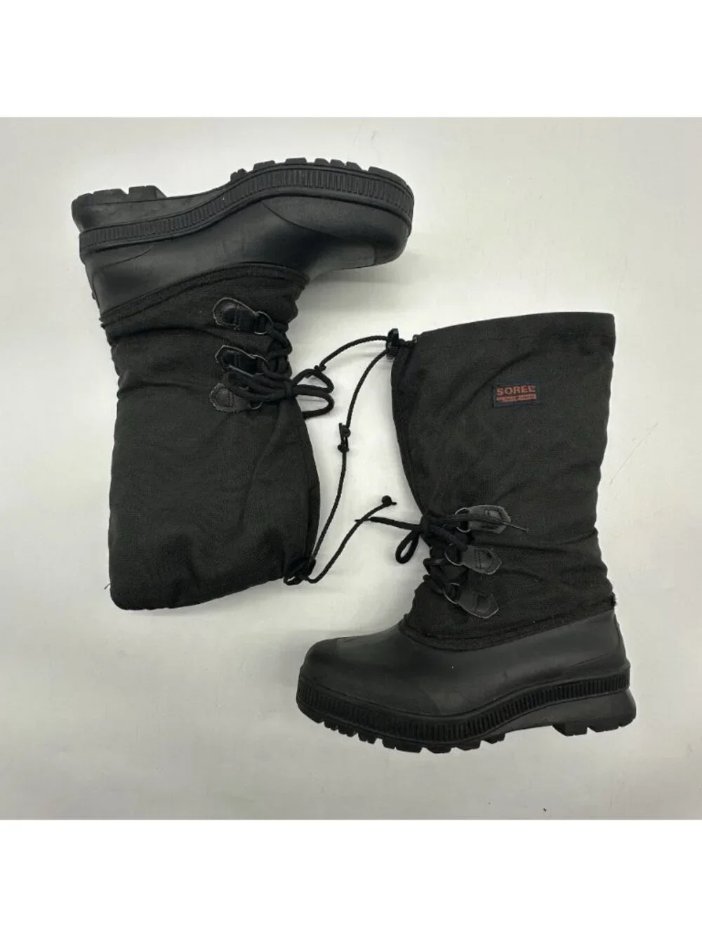 Vintage Sorel Snowlion Canada Black Tall Lace-Up Snow Boots - Women's Size 10